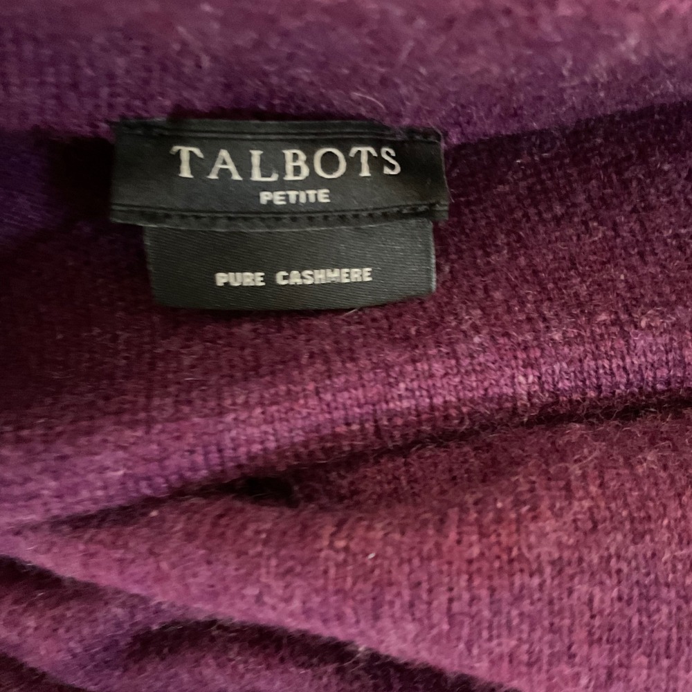 Talbots Petite Pure Cashmere Funnel Neck Sweater Plum Purple XLP KH5355 - Picture 2 of 9